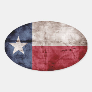 Adesivo Oval Bandeira velha de Texas