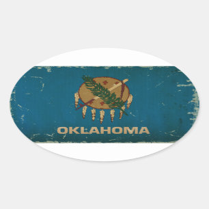 Adesivo Oval Bandeira VINTAGE.png do estado de Oklahoma