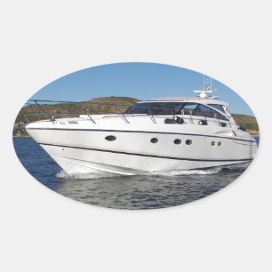 Adesivo Oval Barco de motor luxuoso