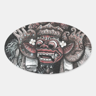 Adesivo Oval Barong e Rangda Bali