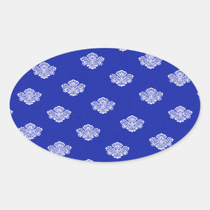 Adesivo Oval barroco, real, azul, ornamentos, padrão, textura