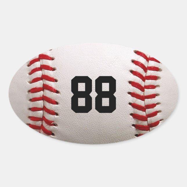 Adesivo Oval Baseball com número personalizável (Frente)