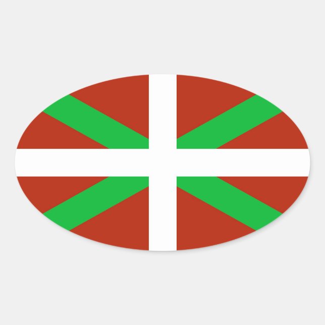 Adesivo Oval Basque Flag Ikurrina Sticker (Frente)