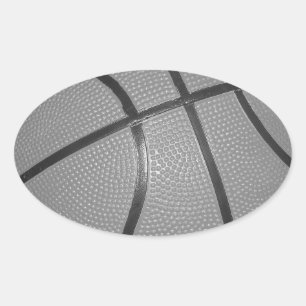 Adesivo Oval Basquete preto e branco