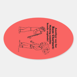 Adesivo Oval Bass Clarinet Faz Zombies Explodir Vinheta Oval