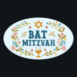 Adesivo Oval BAT MITZVAH - Judeu floral desenhado à mão - Perso<br><div class="desc">Texto desenhado à mão e flores por mim para você. Excelente para um morcego mitzvah. Para mais designs e cores,  verifique meu compro! Ou me avise se quiser algo personalizado. Pergunte se não encontra o que precisa! :)</div>
