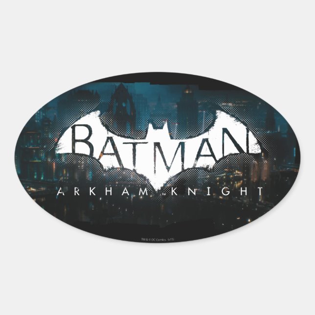 Adesivo Oval Batman Arkham Knight Gotham Logo (Frente)