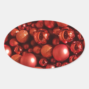 Adesivo Oval Baubles do vermelho da decoração do Natal