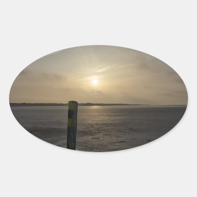 Adesivo Oval Beach at the North Sea (Frente)