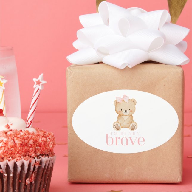 Adesivo Oval beary brave childhood cancer sick kids cute (Festa)