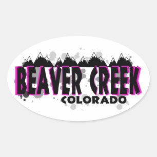 Adesivo Oval Beaver Creek cor-de-rosa de néon Colorado do