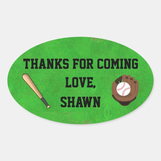 Adesivo Oval Beball Party Obrigado Sticker (Frente)