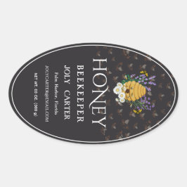 Adesivo Oval Beekeeping Honey Labels | Honeybee & Honeycomb Des
