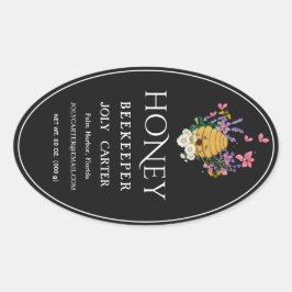 Adesivo Oval Beekeeping Honey Labels | Honeybee & Honeycomb Des