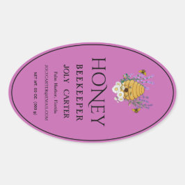 Adesivo Oval Beekeeping Honey Labels | Honeybee & Honeycomb Des
