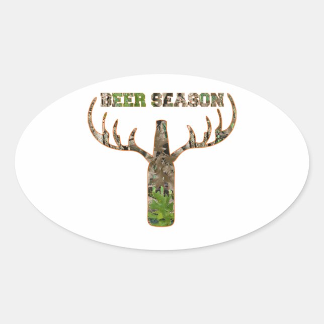 Adesivo Oval Beer Season Hunter Gift Para Hunter (Frente)