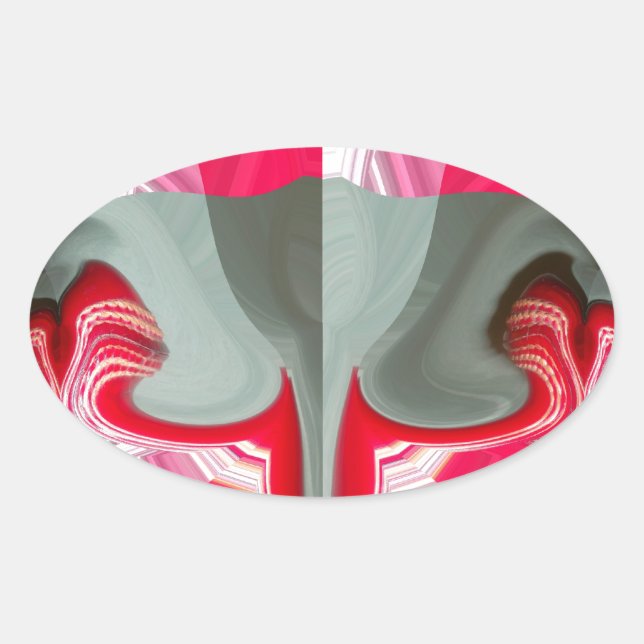 Adesivo Oval bela cinza de cinzas vermelhas motif geométrico AR (Frente)