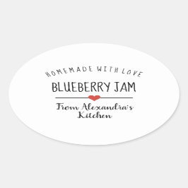 Adesivo Oval Beleja de mirtilo simples, casada branca com amor