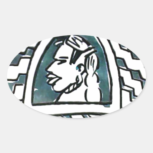 Adesivo Oval Beleza Africana Bongo Maasai Retrato Arte Tribal (Frente)