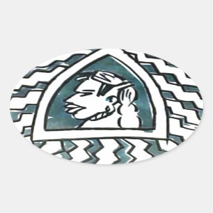 Adesivo Oval Beleza Africana Bongo Maasai Retrato Arte Tribal