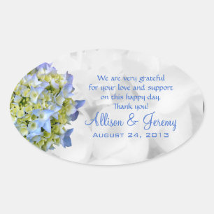 Adesivo Oval Bella Blue Wedding Hydrangea Oval Favor Labels