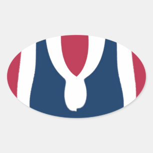 Adesivo Oval Belo Abstrato de cor vermelho, branco, azul de tex