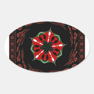 Adesivo Oval Belo Design Azul, Cor-de-Rosa, de de Amor