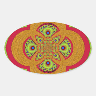 Adesivo Oval Belo Design do Padrão Africano Mandala