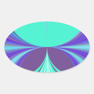 Adesivo Oval Belo e espantoso Design de padrão ciano roxo