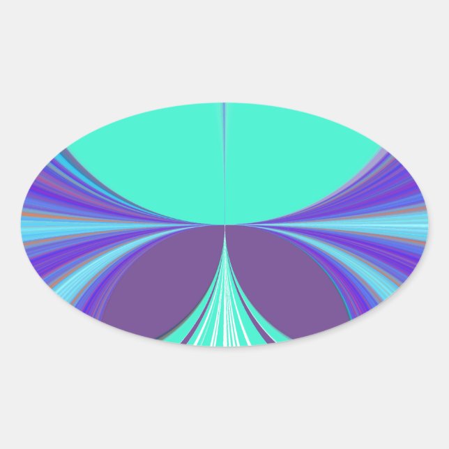 Adesivo Oval Belo e espantoso Design de padrão ciano roxo (Frente)