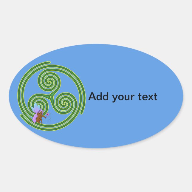 Adesivo Oval Beltane Triskele com Fada (Frente)