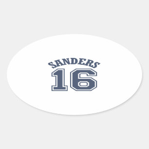 Adesivo Oval Bernie Sanders Sports Jersey Número 16