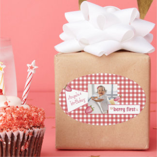 Adesivo Oval Berry First Birthday
