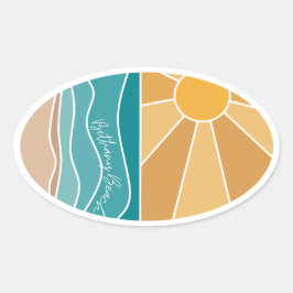 Adesivo Oval Bethany Beach Sunset Sticker