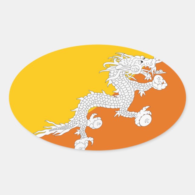 Adesivo Oval Bhutan Flag Sticker (Frente)