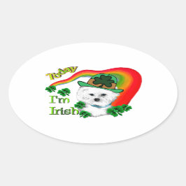 Adesivo Oval Bichon Frise St Patricks