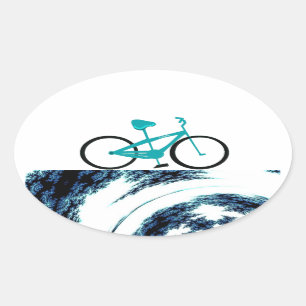 Adesivo Oval Bicicleta Azul Água