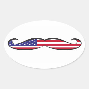 Adesivo Oval Bigode da bandeira dos Estados Unidos