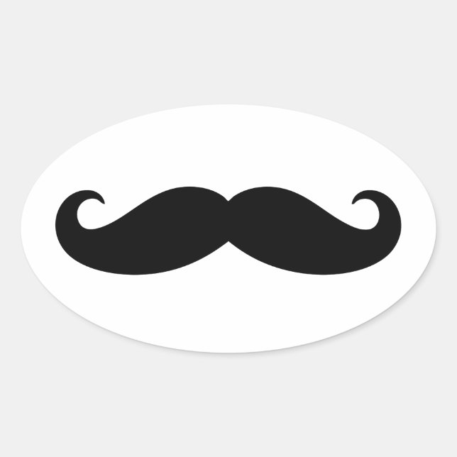 Adesivo Oval bigode, design de bigode de bigode (Frente)