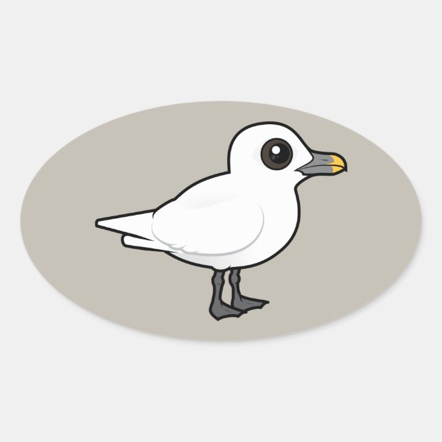 Adesivo Oval Birdorable Ivory Gull (Frente)