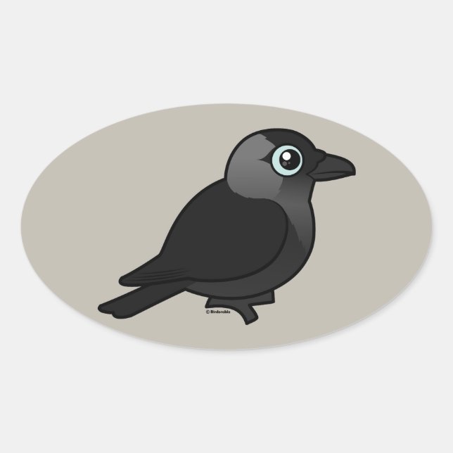 Adesivo Oval Birdorable Jackdaw (Frente)