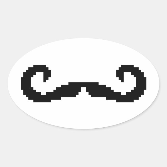 Adesivo Oval Bit Pixel Handlebar Mustache (Frente)
