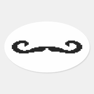 Adesivo Oval Bit Pixel Handlebar Mustache