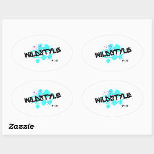Adesivo Oval Black Blue Modern Wildstyle