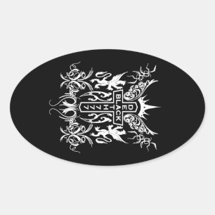 Adesivo Oval Black Death 777 - Cross