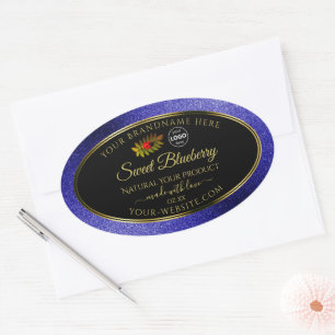 Adesivo Oval Black Royal Product Labels Ladybug com logotipo