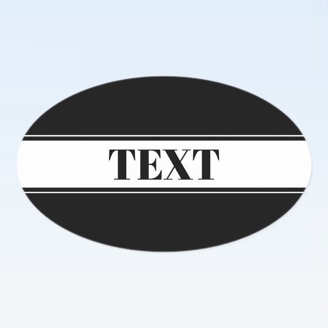 Adesivo Oval Black & White Custom Name Stripe (Criador carregado)