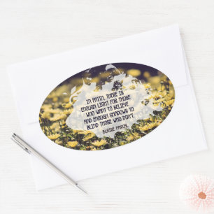 Adesivo Oval Blaise Pascal Inspirational Citação "Na fé"