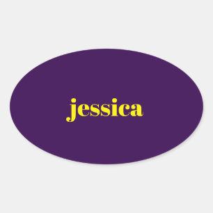 Adesivo Oval Bloco de cor nome personalizado minimalista