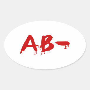 Adesivo Oval Blood Group AB - Hospital #Horror Negativo
